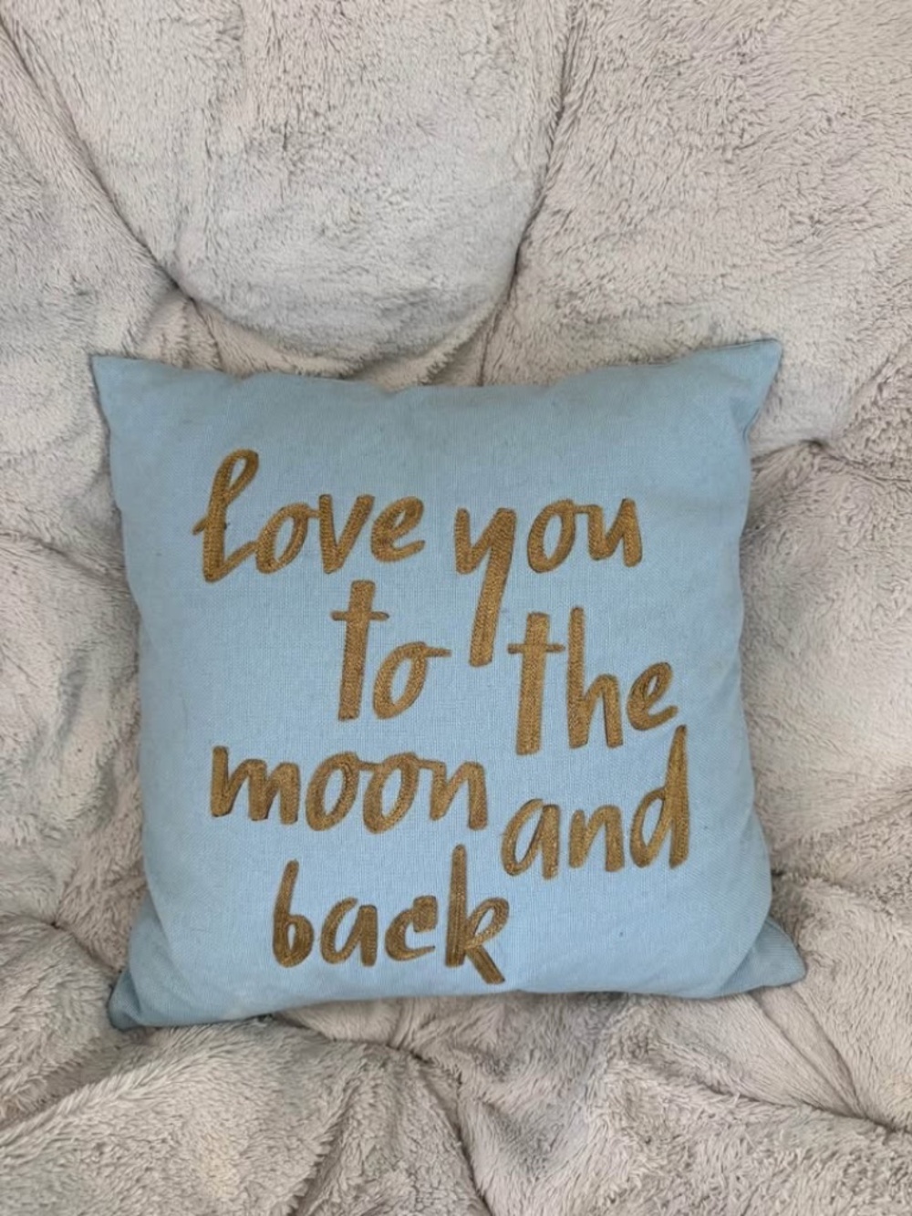 Love You to the Moon and Back Down fill Throw Pillow Light Blue Decorative 18x18